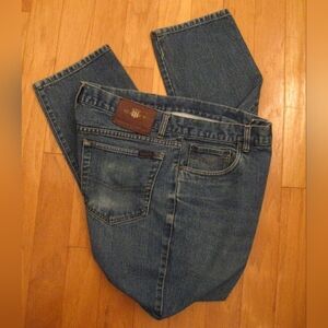 GANT USA MEN'S DISTRESSED STRAIGHT LEG ZIP FLY JEANS SIZE 36 X 30